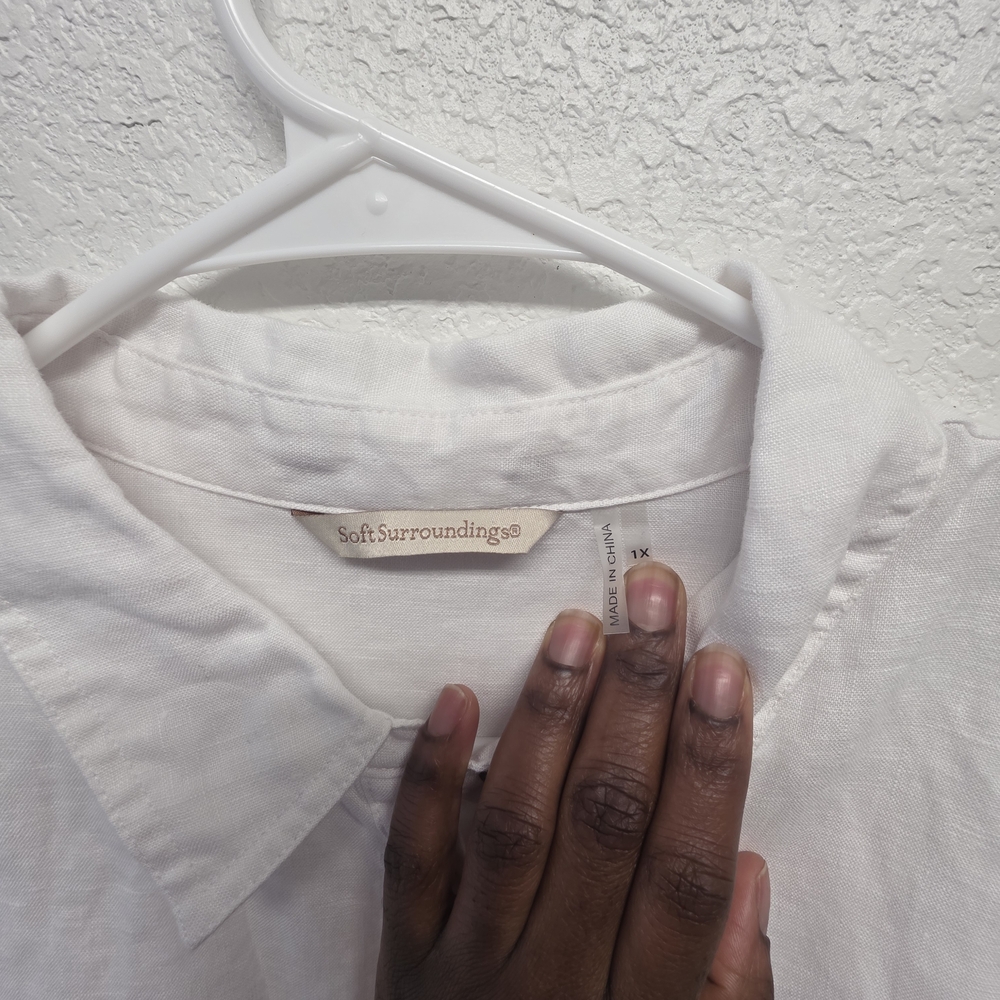 Soft Surrounding White Button-Up Lace Detail Shirt Size 1X - Picture 5 of 7
